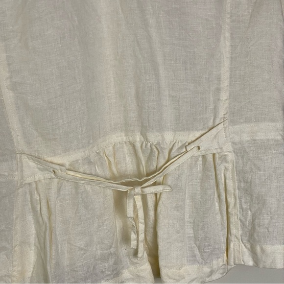 SALE Womens Linen Button Up with Pocket, tie in back, Size 12P - Picture 7 of 9